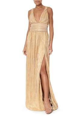 Vestido Longo Lurex Dourado