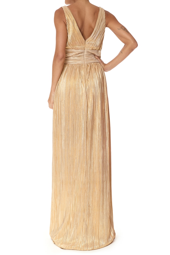 Vestido Longo Lurex Dourado - DG75846 Essential Collection