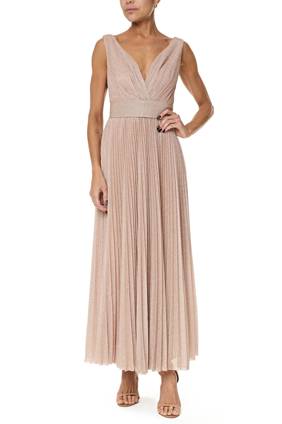 Vestido Longo Lurex Dourado - DG76193 Essential Collection