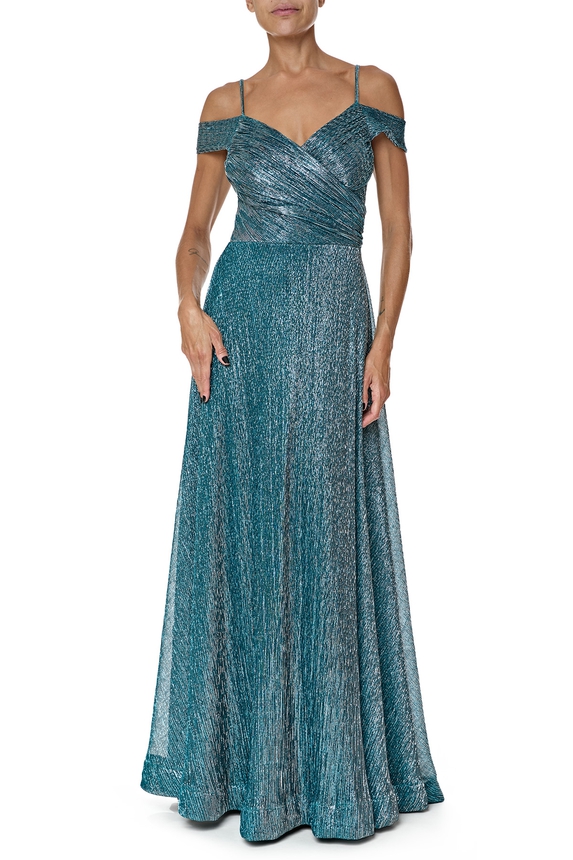 Vestido Longo Lurex Estampado - DG76540 Essential Collection