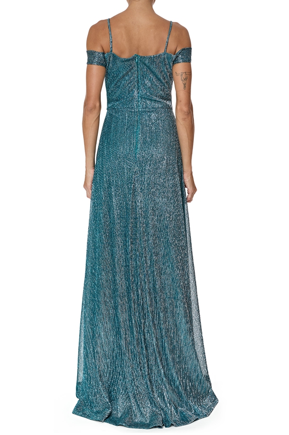 Vestido Longo Lurex Estampado - DG76540 Essential Collection