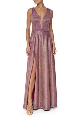 Vestido Longo Lurex Estampado