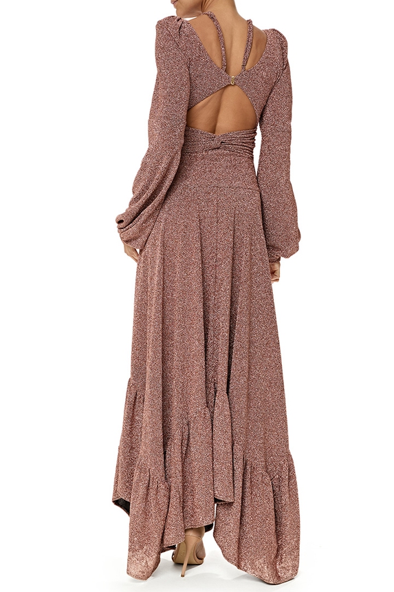 Vestido Longo Lurex Marrom - DG76815 Patricia Bonaldi / PatBo