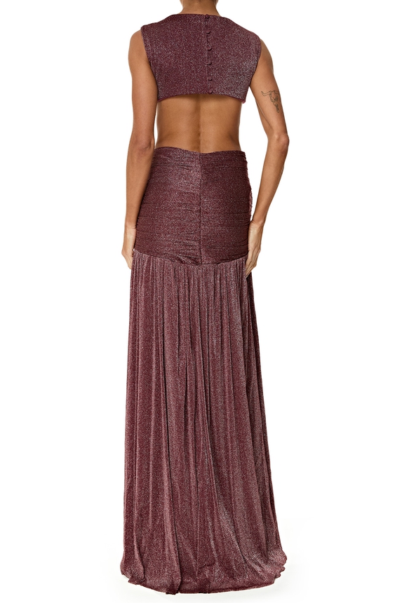 Vestido Longo Lurex Marsala - DG76301 Essential Collection