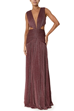 Vestido Longo Lurex Marsala
