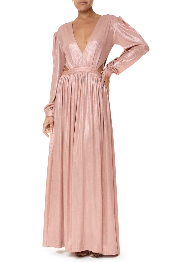 Vestido Longo Lurex Rosa - DG75851 Essential Collection