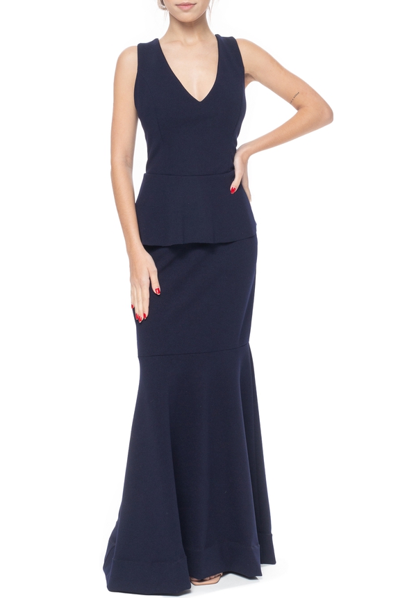 Vestido Longo Malha Azul - DG57602 Jodri