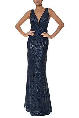Vestido Longo Paetê Azul