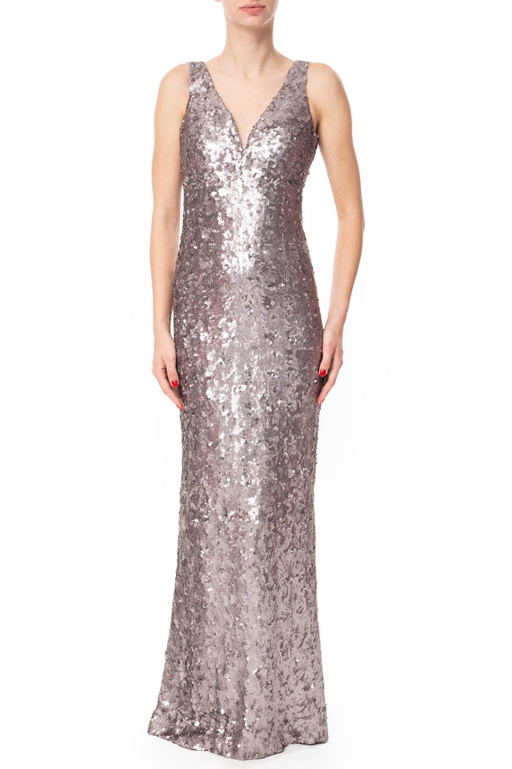Vestido Longo Paetê Cinza - DG51178 Lita Mortari