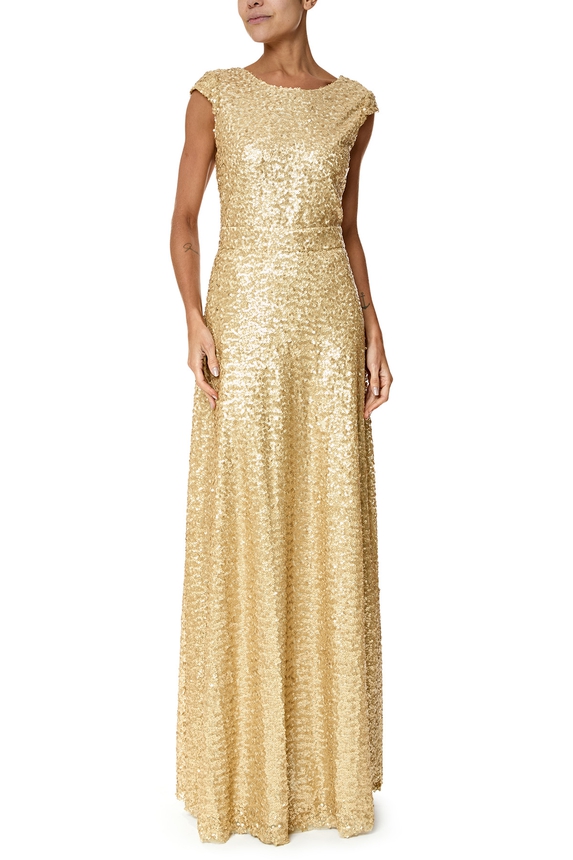 Vestido Longo Paetê Dourado - DG27535 Emannuelle Junqueira