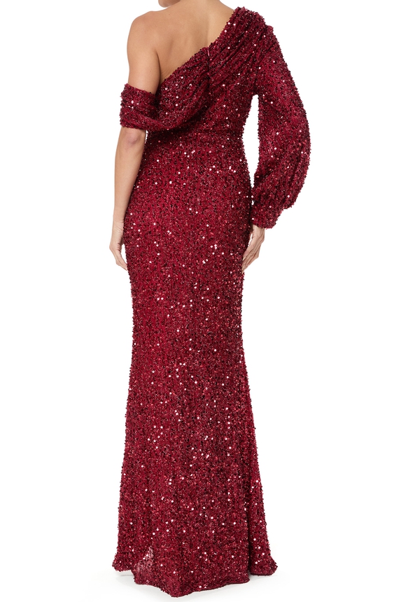 Vestido Longo Paetê Marsala - DG75775 Essential Collection