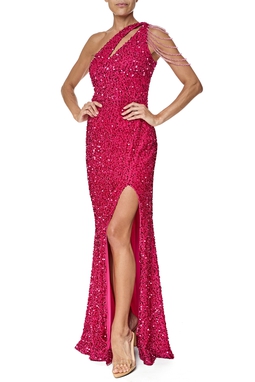 Vestido Longo Paetê Rosa