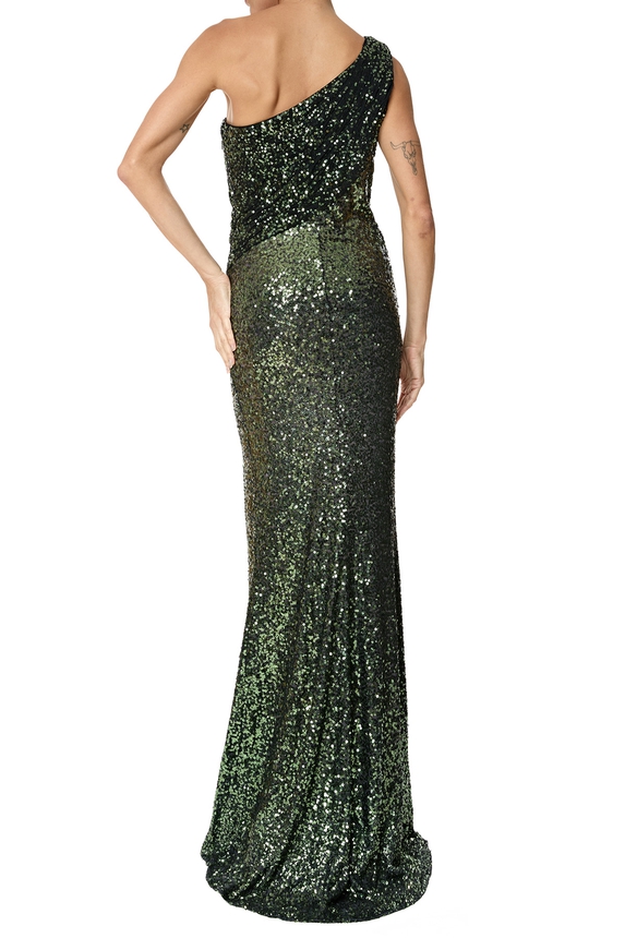 Vestido Longo Paetê Verde - DG76375 Badgley Mischka