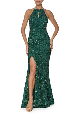 Vestido Longo Paetê Verde