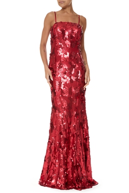 Vestido Longo Paetê Vermelho