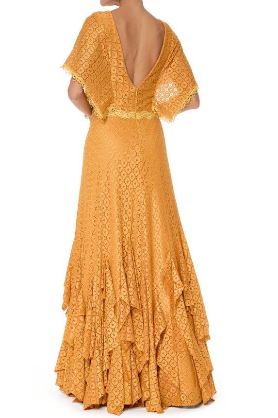 Vestido Longo Renda Amarelo - DG76098 Essential Collection