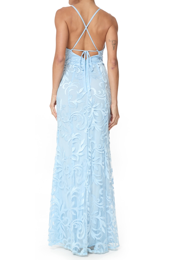 Vestido Longo Renda Azul - DG75719 Essential Collection