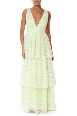 Vestido Longo Renda Amarelo