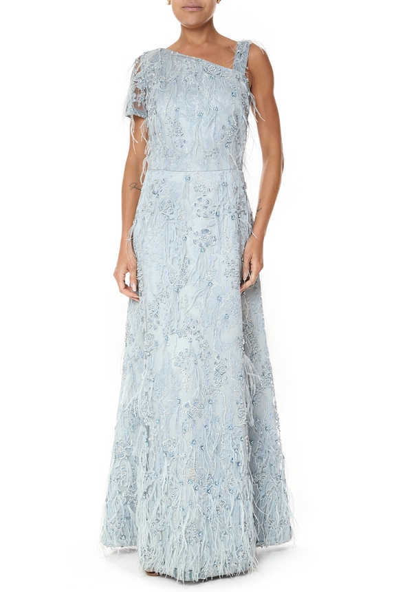 Vestido Longo Renda Cinza - DG75902 Prime Collection