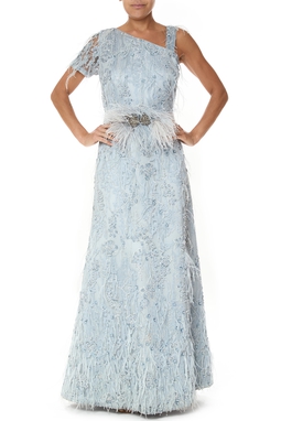 Vestido Longo Renda Cinza