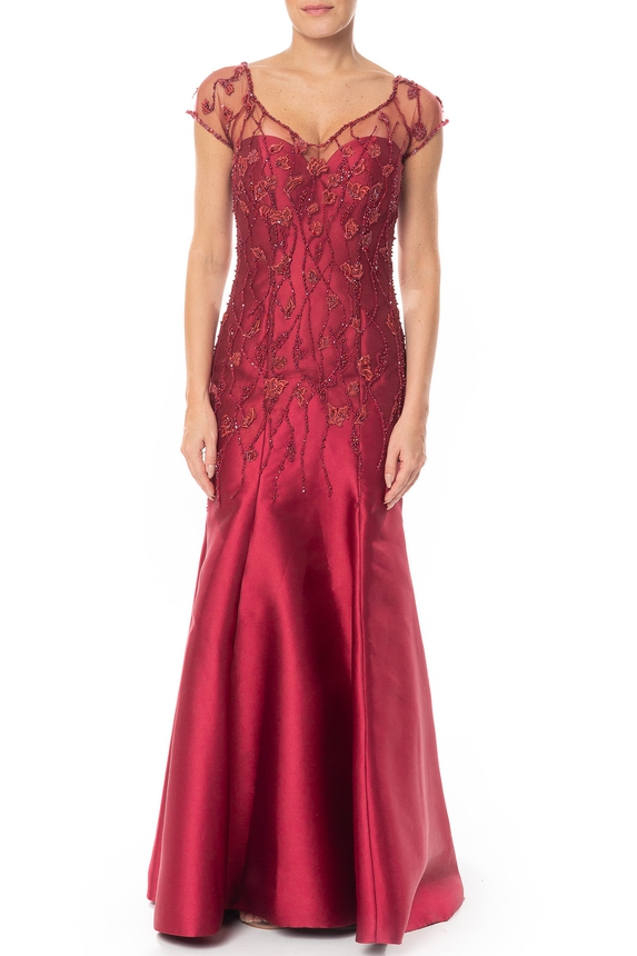 Vestido Longo Renda Marsala - DG51758 Carol Hungria