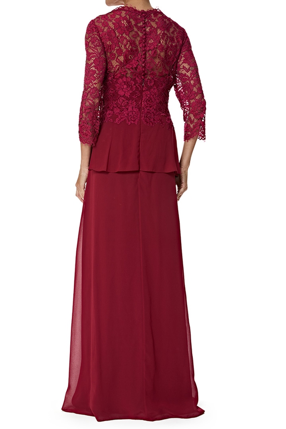 Vestido Longo Renda Marsala - DG76976 Essential Collection