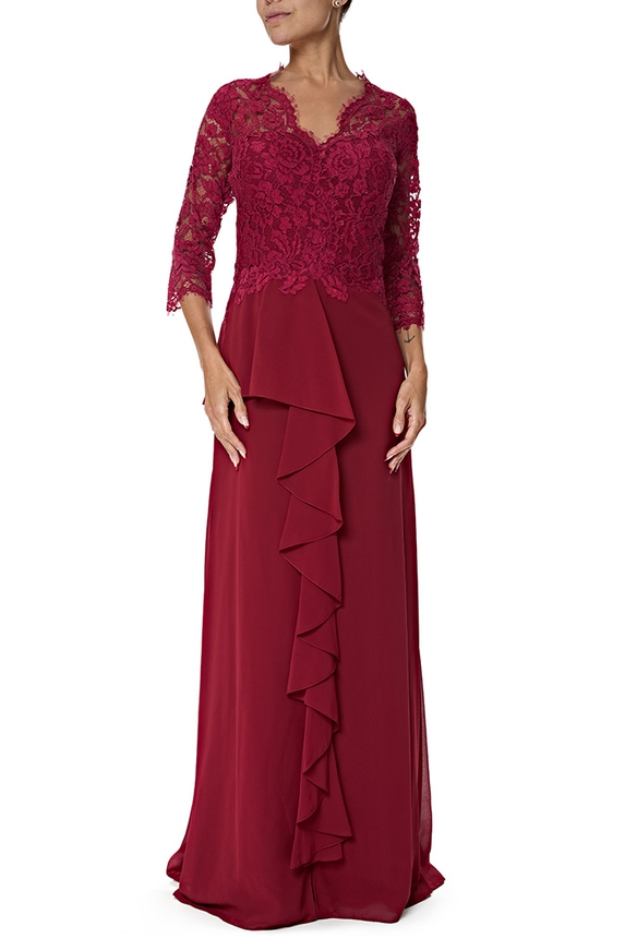 Vestido Longo Renda Marsala - DG76976 Essential Collection