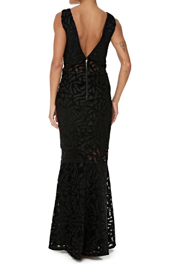Vestido Longo Renda Preto - DG76713 Essential Collection