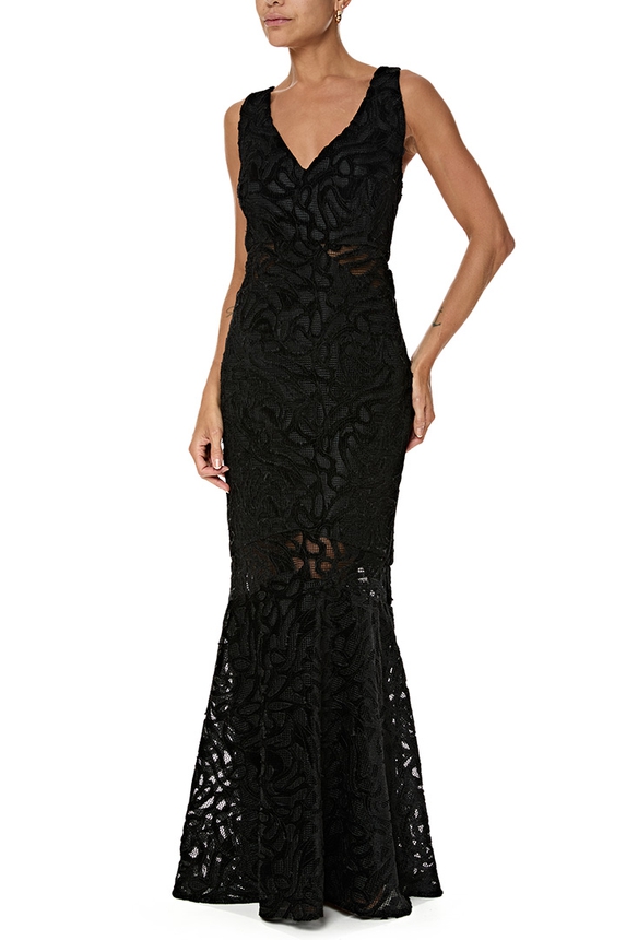 Vestido Longo Renda Preto - DG76713 Essential Collection