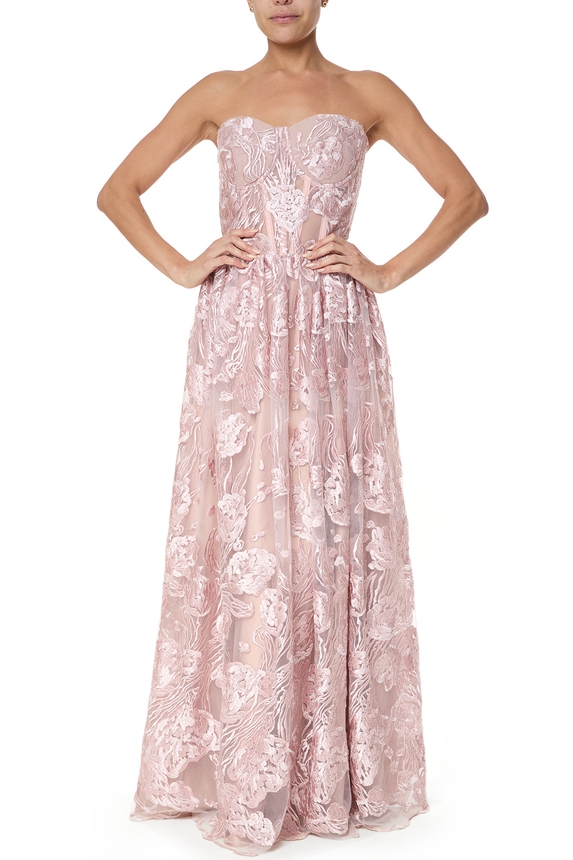 Vestido Longo Renda Rosa - DG75778 Marieta