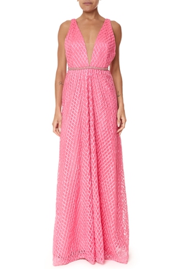 Vestido Longo Renda Rosa