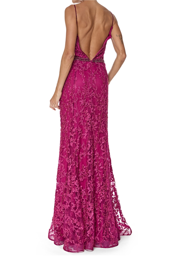 Vestido Longo Renda Roxo - DG76557 Essential Collection