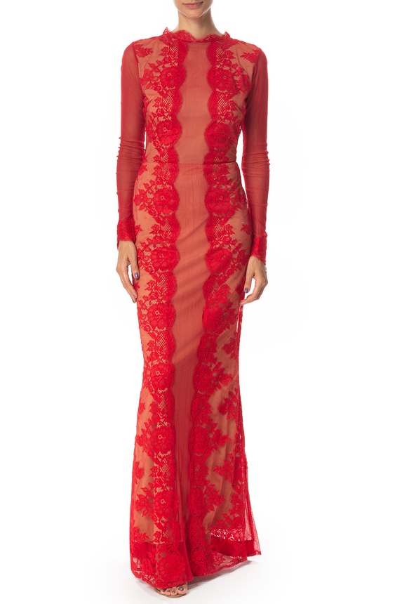 Vestido Longo Renda Vermelho - DG51179 Iorane