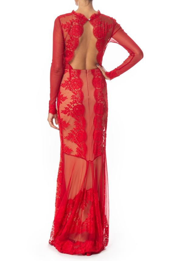 Vestido Longo Renda Vermelho - DG51179 Iorane