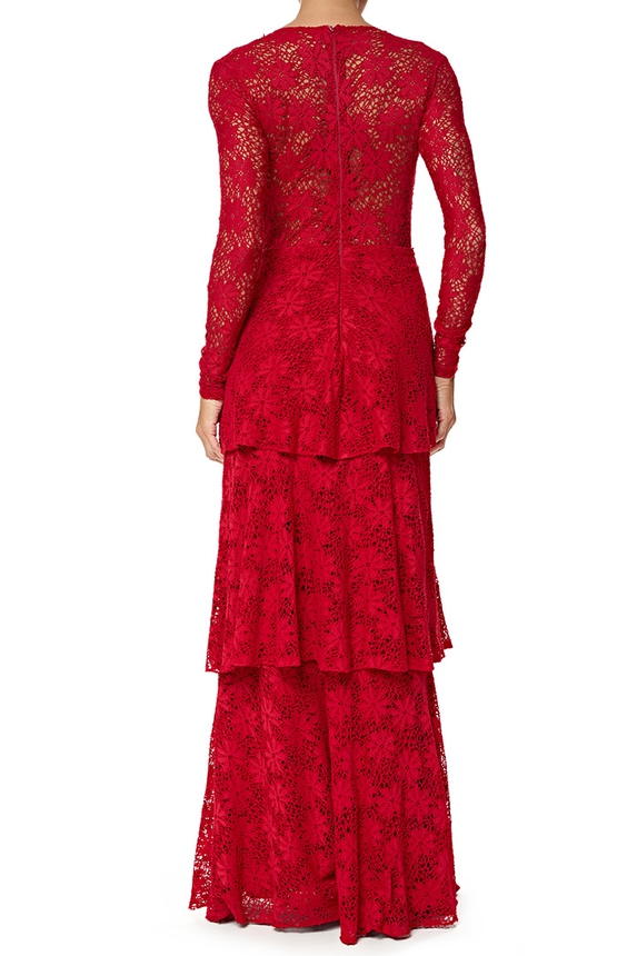 Vestido Longo Renda Vermelho - DG76743 Alexandrine
