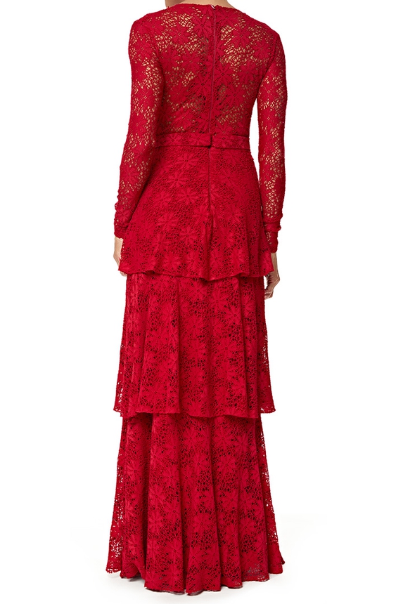 Vestido Longo Renda Vermelho - DG76743 Alexandrine