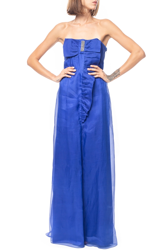 Vestido Longo Seda Azul - DG40829 Reinaldo Lourenço