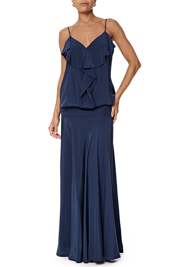 Vestido Longo Seda Azul - DG76806 Teti Gio