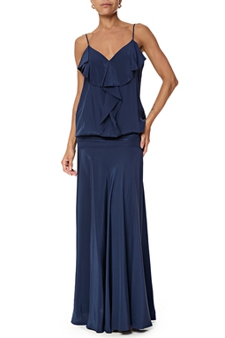 Vestido Longo Seda Azul