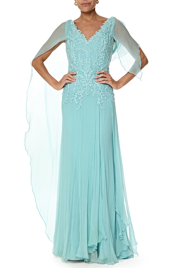 Vestido Longo Seda Azul - DG76818 Andre Betio