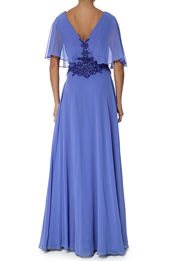 Vestido Longo Seda Azul - DG76978 Essential Collection