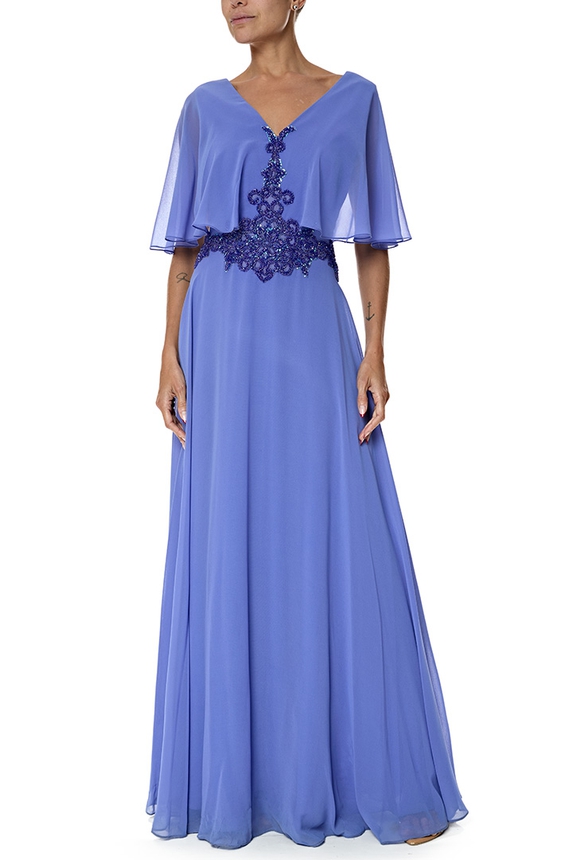 Vestido Longo Seda Azul - DG76978 Essential Collection