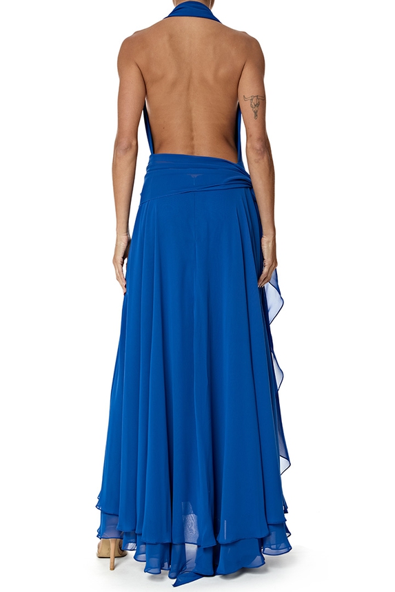 Vestido Longo Seda Azul - DG76995 Antonio Filho
