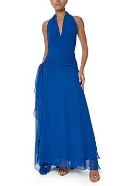 Vestido Longo Seda Azul