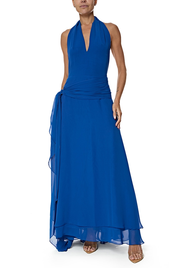 Vestido Longo Seda Azul - DG76995 Antonio Filho