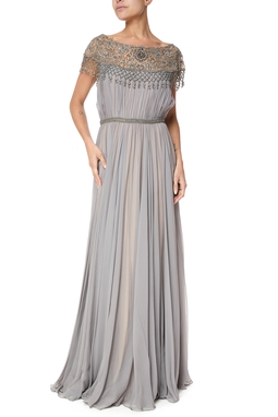 Vestido Longo Seda Cinza