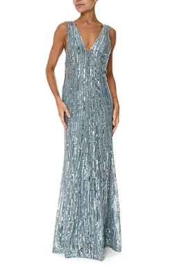 Vestido Longo Seda Cinza