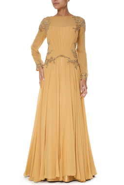 Vestido Longo Seda Dourado