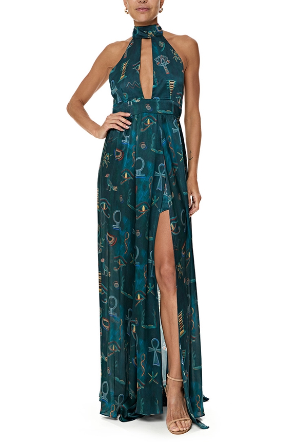 Vestido Longo Seda Estampado - DG76914 Kika Simonsen