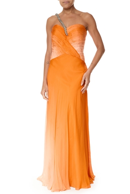 Vestido Longo Seda Laranja